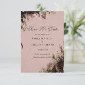 Romantischer Blush-Blumenstil Save The Date (Stehend Vorderseite)
