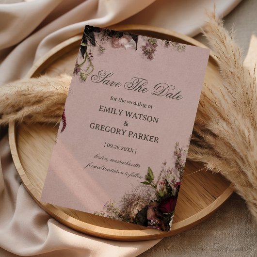 Romantischer Blush-Blumenstil Save The Date