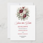 Romantischer Blush-Burgunder-Blumen-Save-the-Date- Save The Date (Vorderseite)