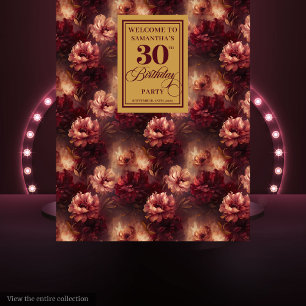 Romantischer Blush Burgundy Gold 30. Geburtstagsba Wandteppich