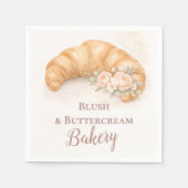 Romantischer Blush-Croissant-Bäckereibetrieb Serviette (Vorderseite)