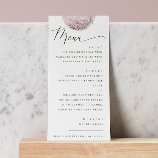 Romantischer Blush Moon | Celestial Wedding Dinner Menükarte