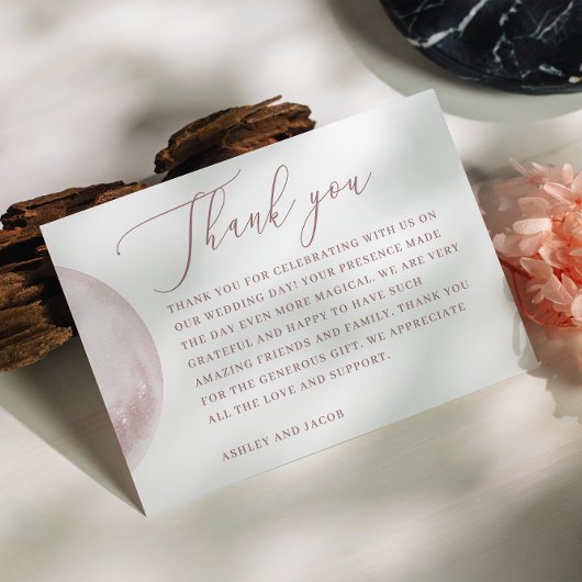 Romantischer Blush Moon | Script Celestial Wedding Dankeskarte