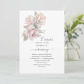 Romantischer Blush Peony Floral Wedding Ceremony F Einladung (Stehend Vorderseite)