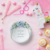 Romantischer Blüteneukalyptus und Goldrahmen Pappteller (Party)