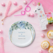 Romantischer Blüteneukalyptus und Goldrahmen Pappteller (Party)