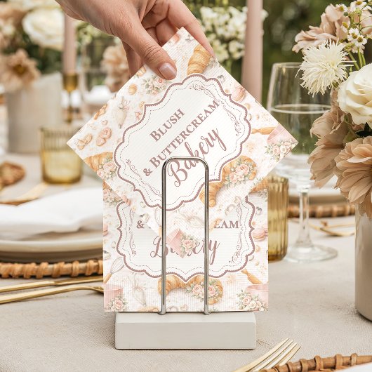 Romantischer Blütentee-Croissant-Bäckereibetrieb Serviette