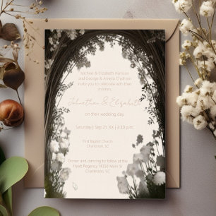 Romantischer Boho-Botanischer Torbogen-Hochzeit Folieneinladung