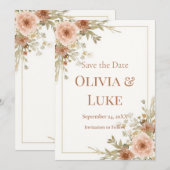 Romantischer Boho-Garten Aquarell Blumen Pampas Einladung (Vorne/Hinten)