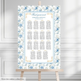 Romantischer Boho Light Blue Gold Glitzer Sitzplat Poster