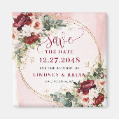 Romantischer Boho Marsala Roségold Blumenmagnet Magnet (Vorne)