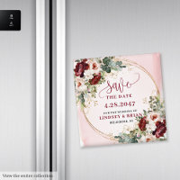 Romantischer Boho Marsala Roségold Blumenmagnet