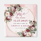 Romantischer Boho Marsala Roségold Floral Save the Magnet (Vorne)