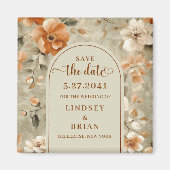 Romantischer Boho Neutral Beige Oliv Blumen Save t Magnet (Vorne)