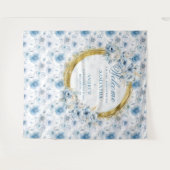 Romantischer Boho Pastel Blue Gold Wedding Foto Pr Wandteppich (Vorderseite (Horizontal))