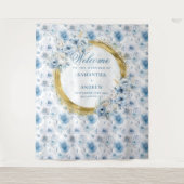 Romantischer Boho Pastel Blue Gold Wedding Foto Pr Wandteppich (Vorderseite)