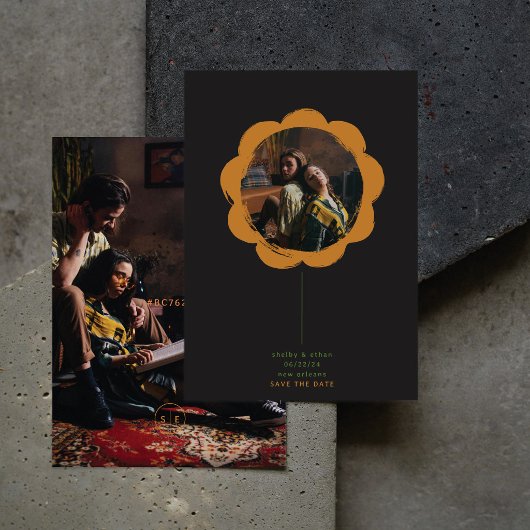 Romantischer Boho Retro Gemalter Blumenrahmen Foto Save The Date