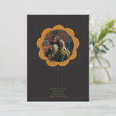 Romantischer Boho Retro Gemalter Blumenrahmen Foto Save The Date (Stehend Vorderseite)