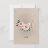 Romantischer Boho - Rosa Pink Peonies & Greenery RSVP Karte (Rückseite)