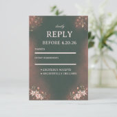 Romantischer botanischer grüner Blush RSVP Karte (Stehend Vorderseite)