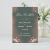 Romantischer Botanischer Grüner Rosé Save The Date (Stehend Vorderseite)