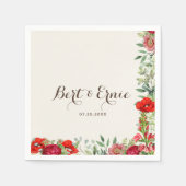 Romantischer Botanischer Hochzeitscocktail Serviette (Vorderseite)