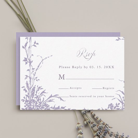 Romantischer botanischer Torbogen-Garten-Lavendel- RSVP Karte