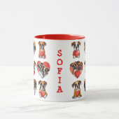 Romantischer Boxer Dog Wasserfarbe Tasse (Zentrum)