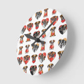 Romantischer Boxer Hund und HerzValentine Runde Wanduhr (Winkel)