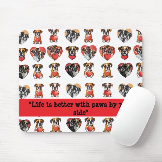 Romantischer Boxerhund und Wasserfarben des Herzen Mousepad (Mit Mouse)