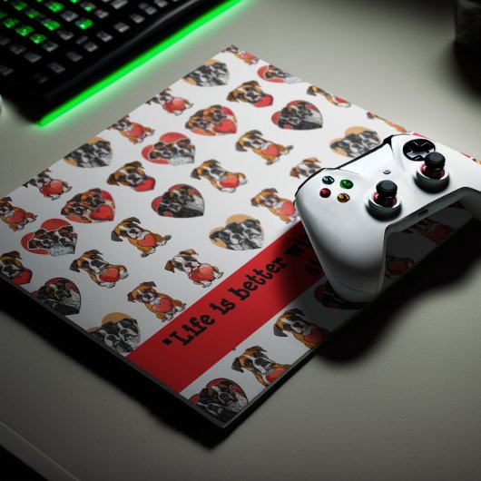 Romantischer Boxerhund und Wasserfarben des Herzen Mousepad