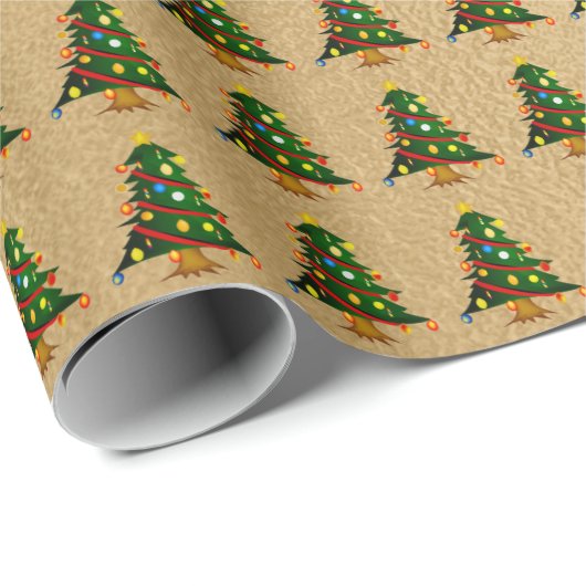 Romantischer Bronzeblitz Weihnachtsbaum Geschenkpapier (Rolleneckpunkt)