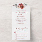 Romantischer Burgund Eukalyptus Wedding Fall All In One Einladung (Innen Boden)