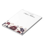 Romantischer Burgund Personalisiert Notizblock (Rotiert)