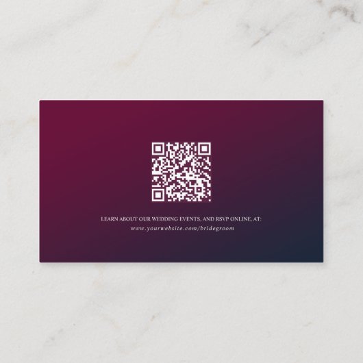 Romantischer Burgunder Blumenzettel - QR-Code Begleitkarte (Rückseite)