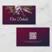 Romantischer Burgunder Blumenzettel - QR-Code Begleitkarte (Vorne/Hinten)
