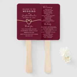 Romantischer Burgunder Hochzeitsprogramm Hand Fan Fächer
