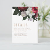 Romantischer Burgunder-Maroon Hochzeitsdetails Begleitkarte (Stehend Vorderseite)