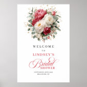 Romantischer Burgunder-Rosé-Blumen-Willkommens-Bra Poster (Vorne)