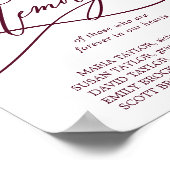 Romantischer Burgunder Text Hochzeit in liebender  Poster (Ecke)