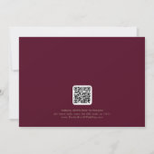 Romantischer Burgundy Calligraphy QR Code Horizont Save The Date (Rückseite)
