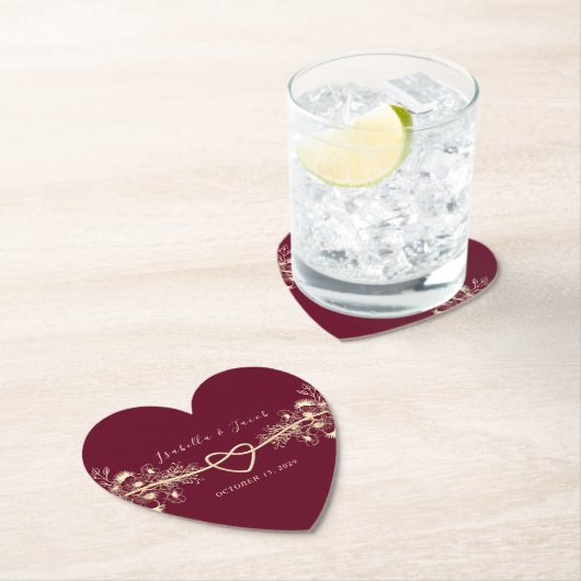 Romantischer Burgundy Wedding Paper Untersetzer (Vor Ort)