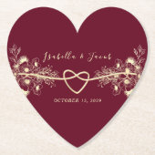 Romantischer Burgundy Wedding Paper Untersetzer (Vorderseite)