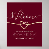 Romantischer Burgundy Wedding Willkommen Poster (Vorne)