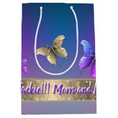 Romantischer Butterfly Blue Mittlere Geschenktüte (Vorderseite)