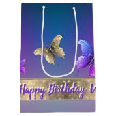 Romantischer Butterfly Blue Mittlere Geschenktüte (Rückseite)