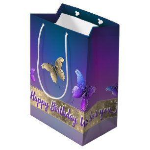 Romantischer Butterfly Blue Mittlere Geschenktüte
