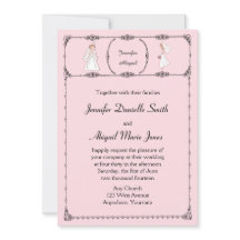 Romantischer Cartoon Brides Blush Hochzeit Einladu