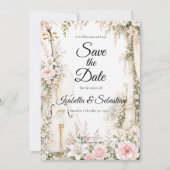 Romantischer Cello-Garten Serenity Hochzeit Save The Date (Vorderseite)