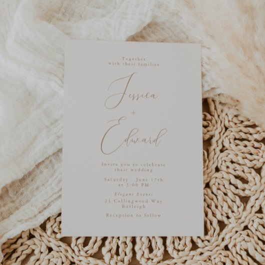 Romantischer Champagner und Goldene Hochzeit Einladung